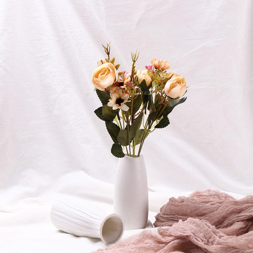 DIY Handmade Party Supply Home Decor Artificial Flower Fake Daisy Bridal Bouquet Silk Tea Rose