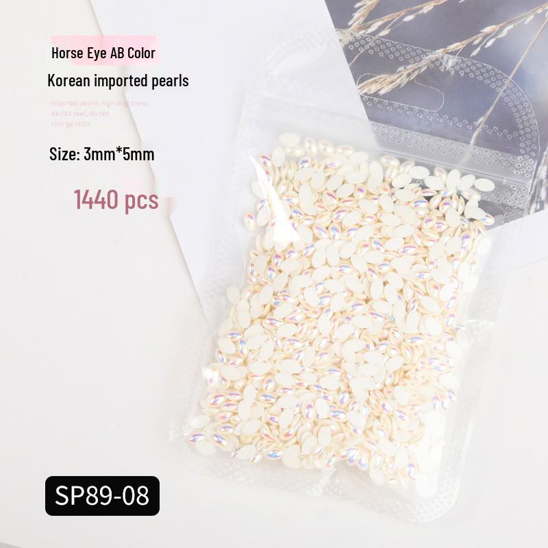 Korean Iridescent AB Pearl Nail Art Stickers - Various Sizes & Shapes