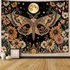 Moth Tapestry Boho Mushroom Hippie Tapestry Vintage Floral Plant Moon Phase Small Tapestries Wall Hanging for Dorm Room Decor