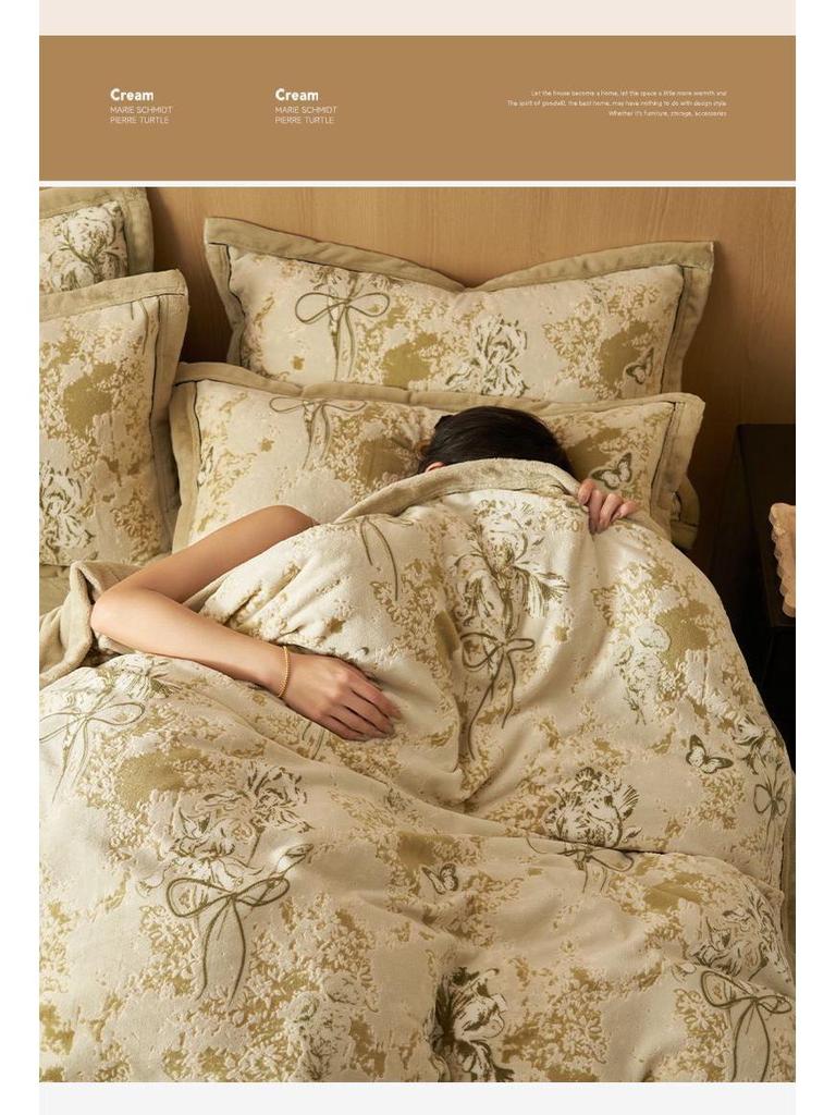 G5Z High Gram Milk Velvet Duvet Cover Set - Single Piece, Autumn/Winter, Thick & Warm with Pillow Covers.