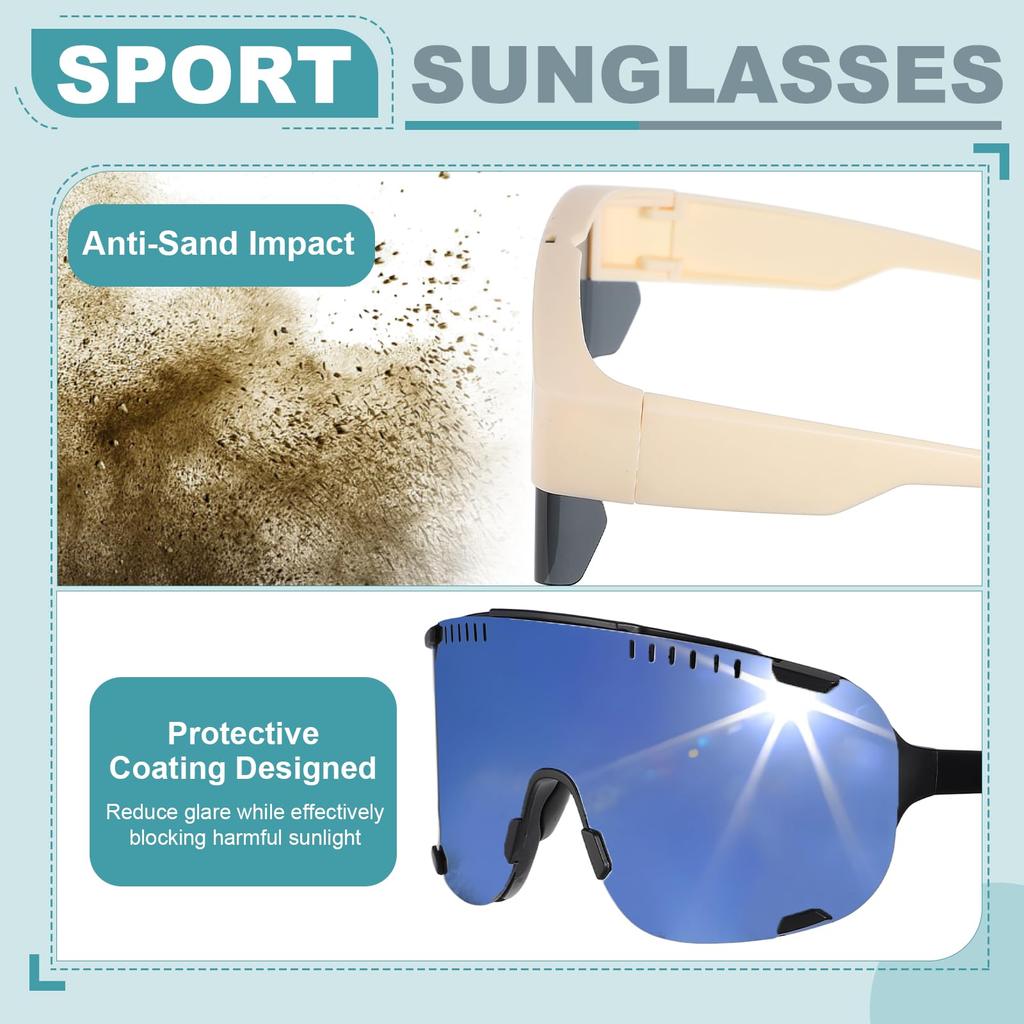 Sports Polarized for Beige Gray [uxcell] Sunglasses, Unisex, Lenses, Cycling, Hiking, Driving, Fishing, Running, &