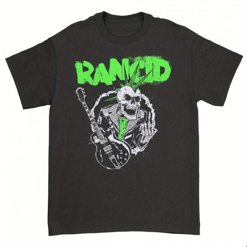 

Summer Men s and Women s Black Patterned Round-neck T-shirts - Graffiti Skull and RAMZID Print Urban Street Style 4XL