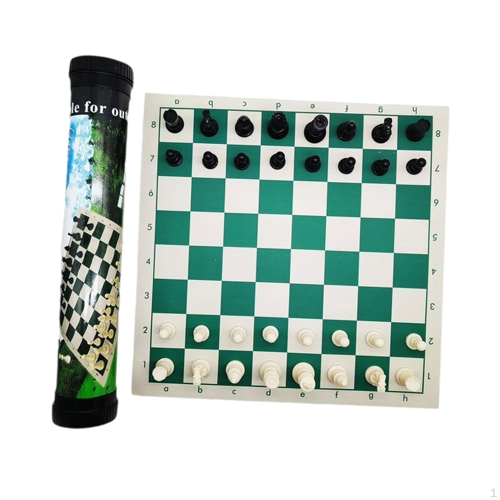 Chess Set Roll up Board Educational with Carry Tube Portable Travel Games for