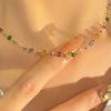 Women Necklace Beads Colorful Faux Crystal Electroplated Stainless Lightweight Cool Girl Pendant Necklace Birthday Gift Neck Jewelry