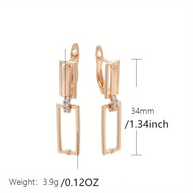 Cercei cu zirconiu pătrat și geometric pentru femei Bijuterii de nuntă de lux Cercei vintage de culoare aurie