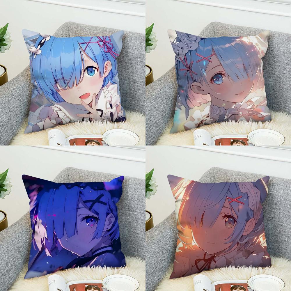 ReZero Rem Pillow Case For Car Sofa Decorative Home Doublesided Print Plush Square Throw Pillow Cushion Cover