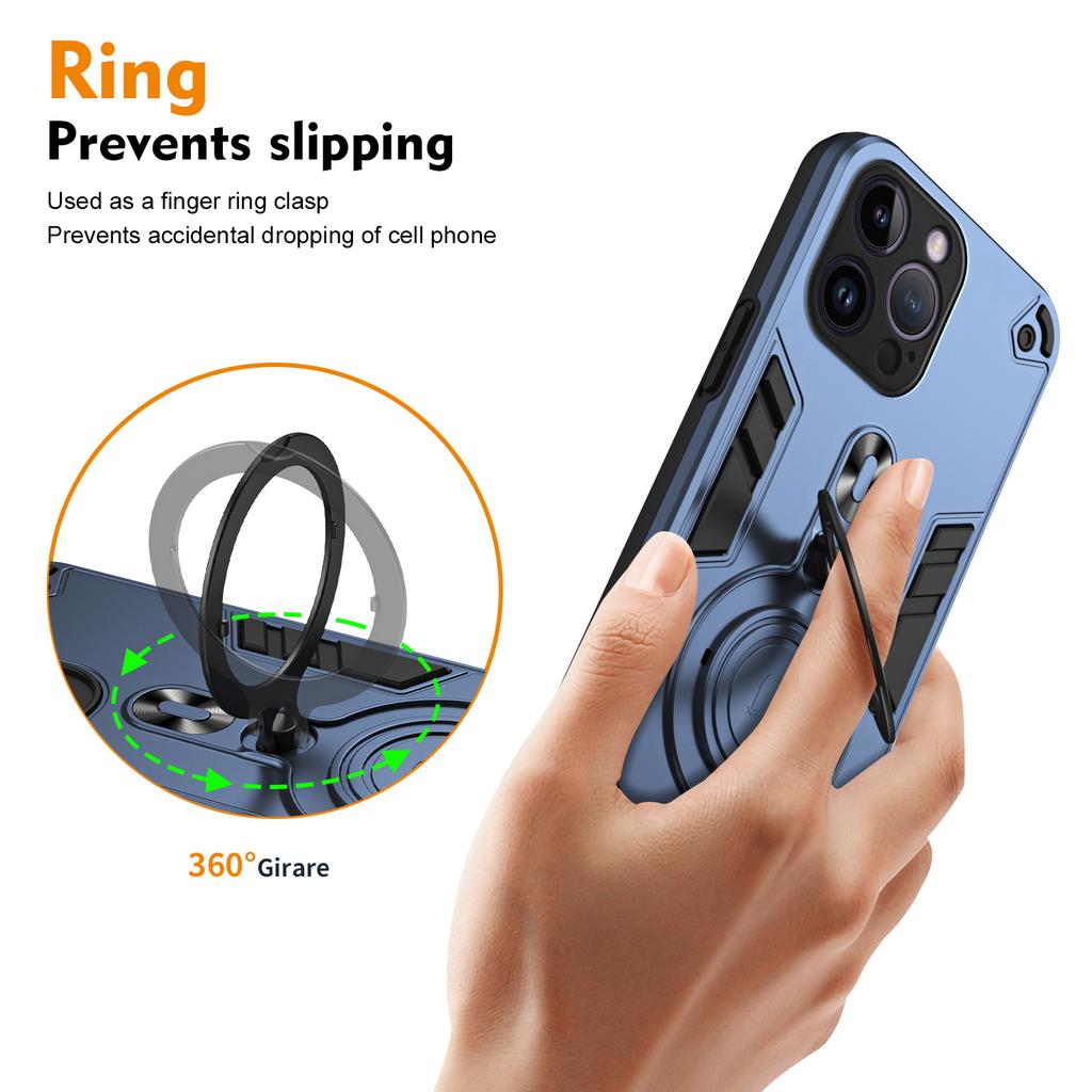 For iPhone 14 Pro Max Case Rotatable Kickstand PC+TPU Drop Protection Phone Cover