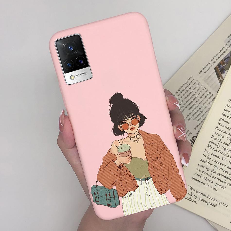 For Vivo V21 Case V2066 V2050 Soft Silicone Cute Painted Cover For Vivo V21E V 21 4g 5g Phone Cases Shockproof Bumper Slim Funda