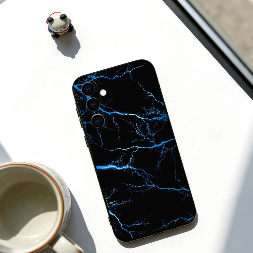 Lightning Texture Phone Case For Samsung Galaxy A73,A72,A71,A70,A53,A52,A51,Soft Silicone Black Cover