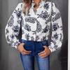 2026 Floral Print Women's Shirt: Elegant Stand Collar, Casual Fashion for Spring/Autumn.