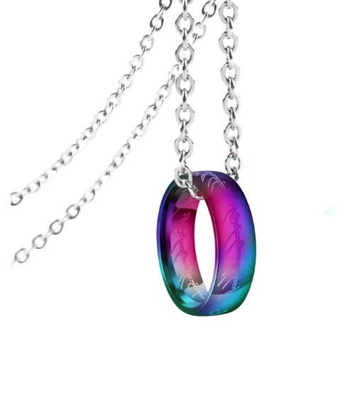 Lord of the one Rings thick chain advanced pearl chain movie with the same necklace ring hip-hop 3D carving inside and outside.
