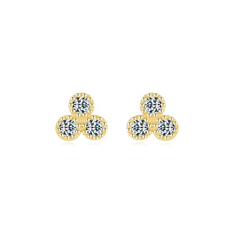 Modian 100% 925 Silver Simple Round Sparkling Clear CZ Tiny Small Stud Earrings For Women Wedding Jewelry Gift Brincos