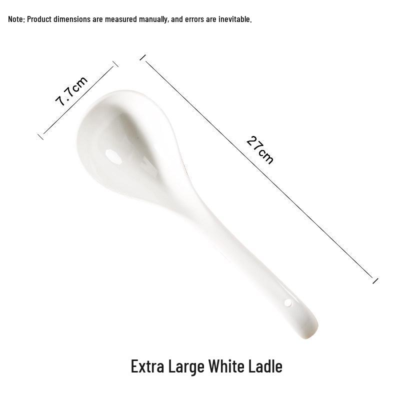 Pure White Ceramic Soup and Condiment Spoons, Extended Handle, Set of 100
