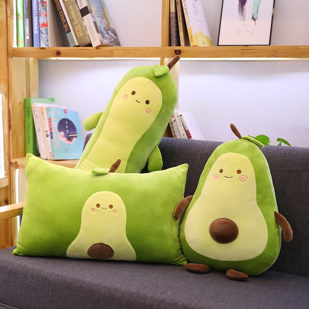 Cute Avocado Plush Toy Cartoon Smile  Avocado Sleeping Pillow Cushion Stuffed Plant Soft Doll Fruit Pillow Baby Toy Gift for Her
