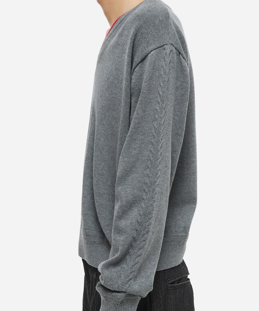 DNSR Washable V-Neck Layered Knit Gray