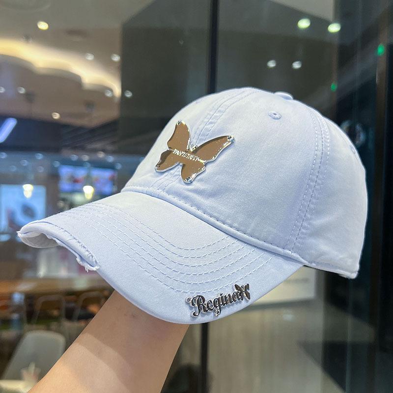 

New Arrivalsummer Hat Women s Peaked Cap Butterfly Importcasual Sun Hat Soft Top Baseball Cap Adjustable синій