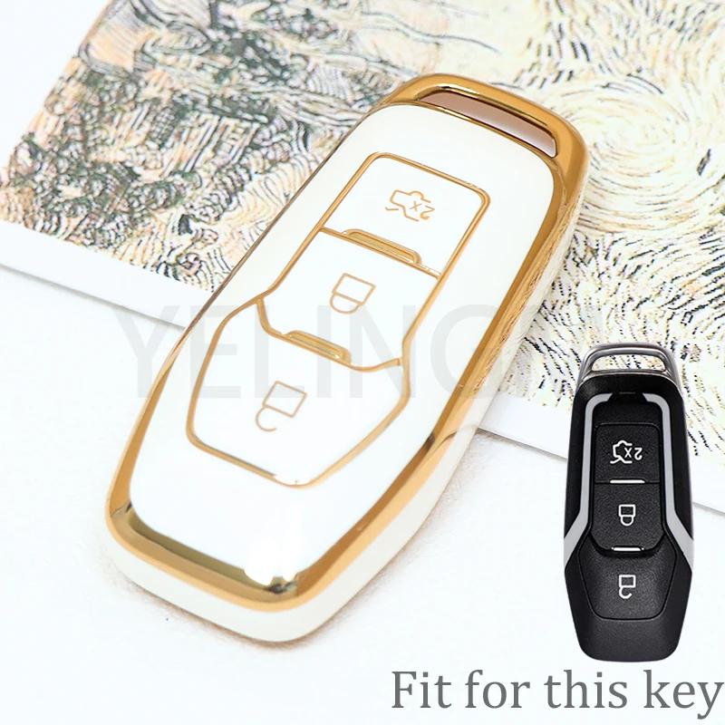 Tpu Car Key Case Cover Auto Shell Fob Holder For Ford Fusion Mondeo Mustang F-150 Lincoln Edge Explorer Mk   Protector