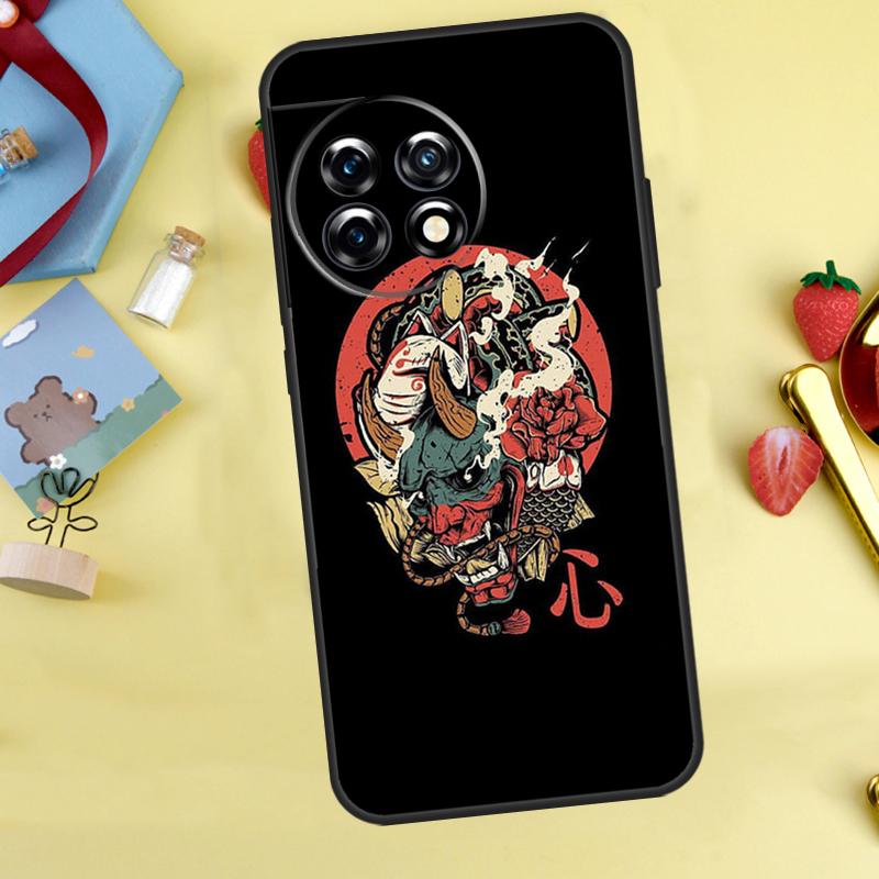 Samurai Oni Mask Case For OnePlus Nord 5 CE 2 3 4 Lite N20 N30 OnePlus 10T 12R 13R 13T 10 11 12 13 15 Cover