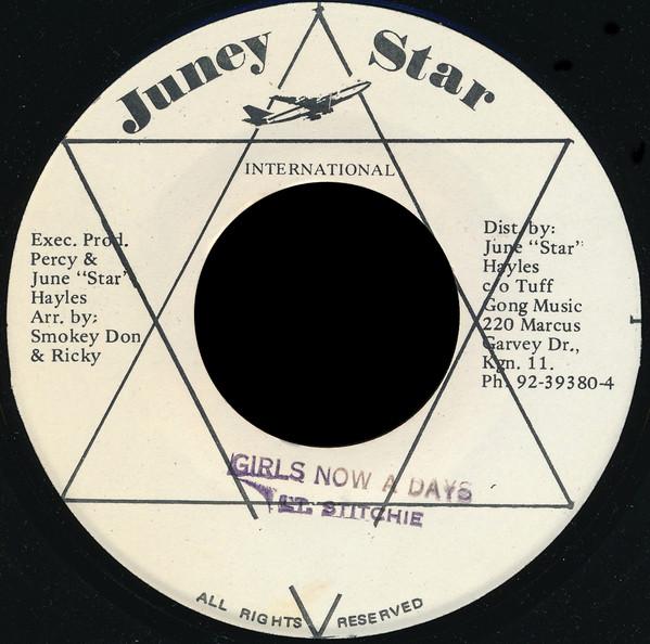 7inch Record LIEUTENANT STITCHIE - Girls Now A Days NONE Juney Star Inte 1987 Jamaica Reggae, Ska & Dub Used