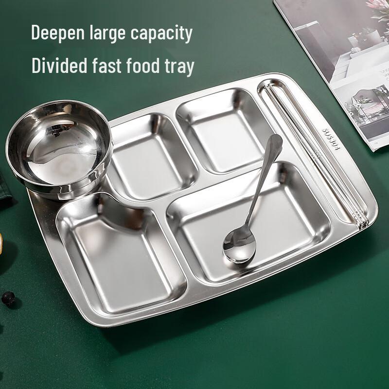 304 Stainless Steel 7-Compartment Meal Tray