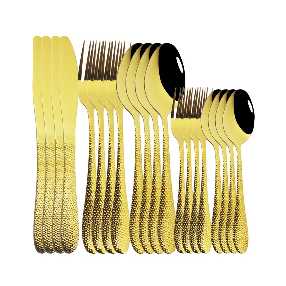 Western Black Tableware Stainless Steel 20Pcs Black Dinnerware Cutlery Set Kitchen Dinner Cake Fork Spoon Knife Flatware Set