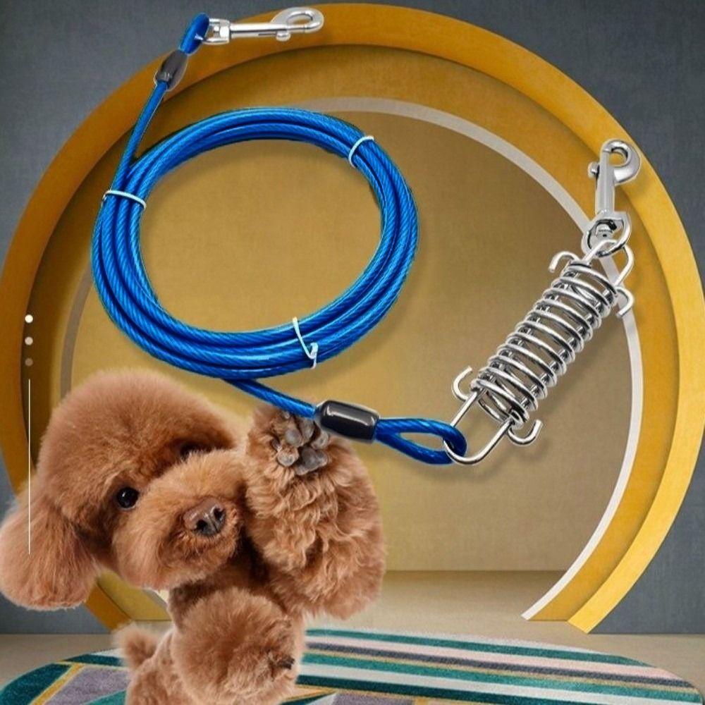 Heavy-Duty Double Head Pet Wire Rope with Spring Long Leash Traction Rope Dog Tie Out Cable  Pet