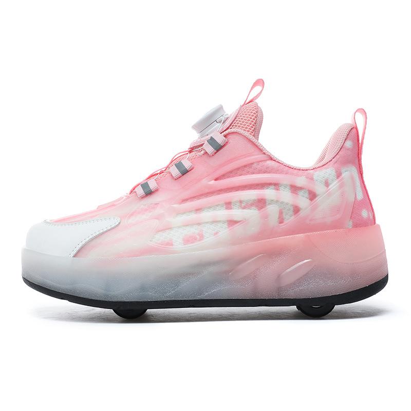 

Беговые туфли со светодиодной подсветкой, обувь для мальчиков и девочек, студенческие спортивные туфли с четырьмя парами колес 40