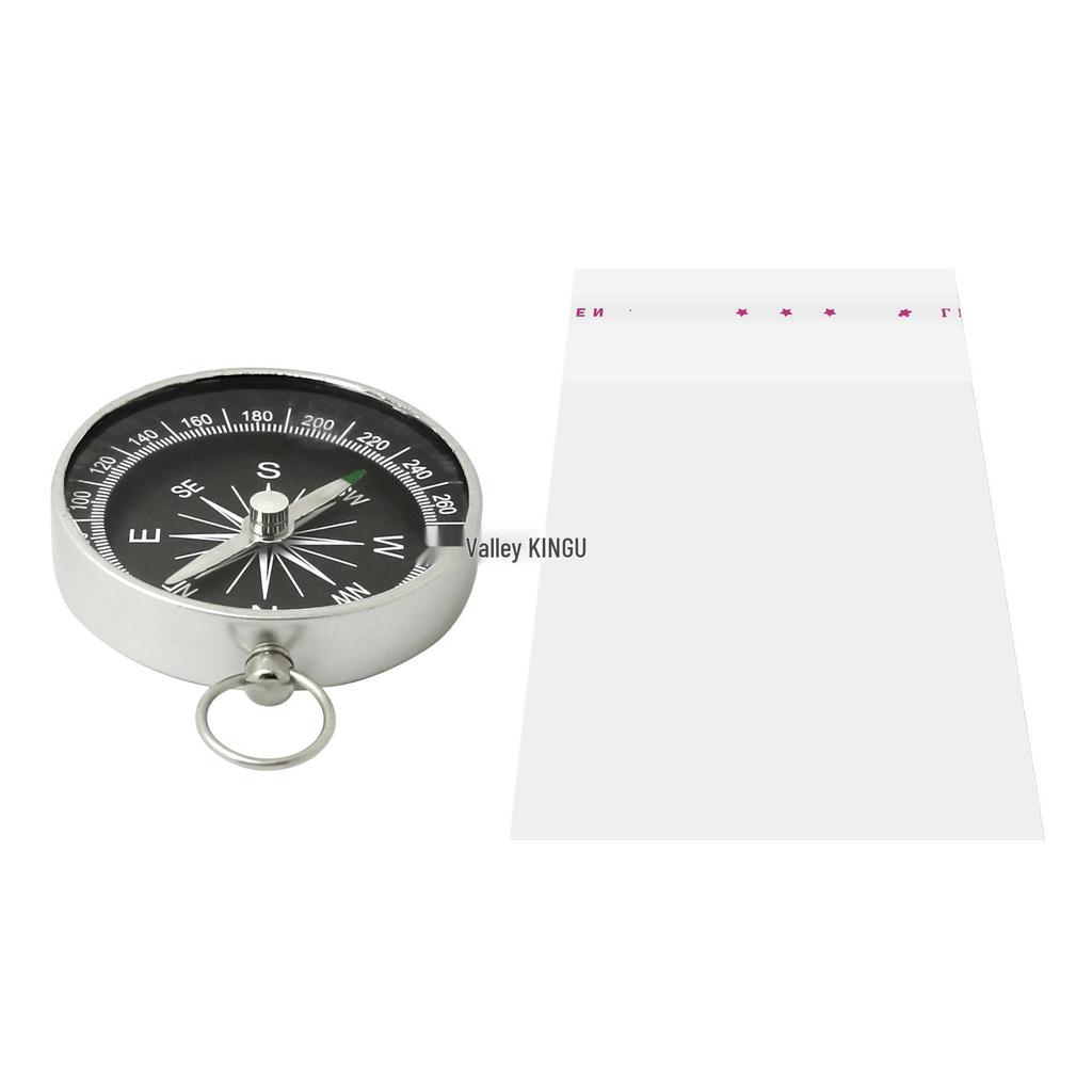 Outdoor Mini Aluminum Alloy Compass with Keyring - English North Pointing
