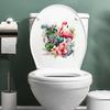 Flamingo Floral Toilet Lid Seat Cover Decal, Tropical Coquette Birds Plant Vinyl Removable Waterproof Toliet Sticker for Bathroom Bathtub Lavatory