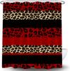 Leopard Print Shower Curtain, Red Black Cheetah African Animal Pattern, Geometric Abstract Art with Hooks