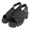 Pristine Sandals Cross-strap Platform Black GG Canvas Women 35 749795 Used