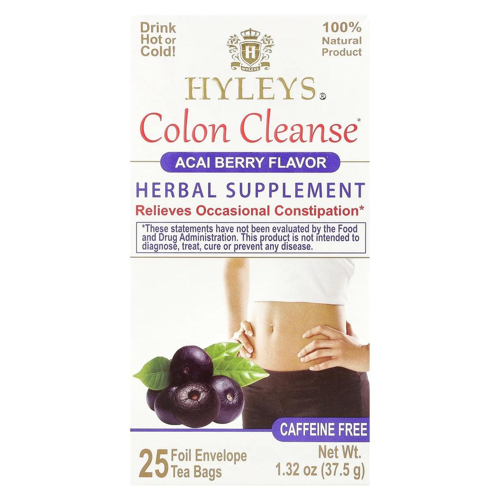 Colon Cleanse, Acai Berry, Caffeine Free, 25 Foil Wrapped Tea Bags, 1.5 G (0.05 Oz) Each