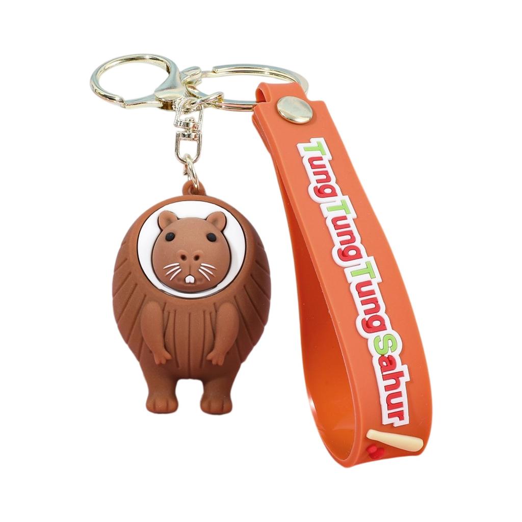 Shanhaijing Keychain Abstract Design Wooden Stick Human Curiosity Hunting Keychain Backpack Pendant