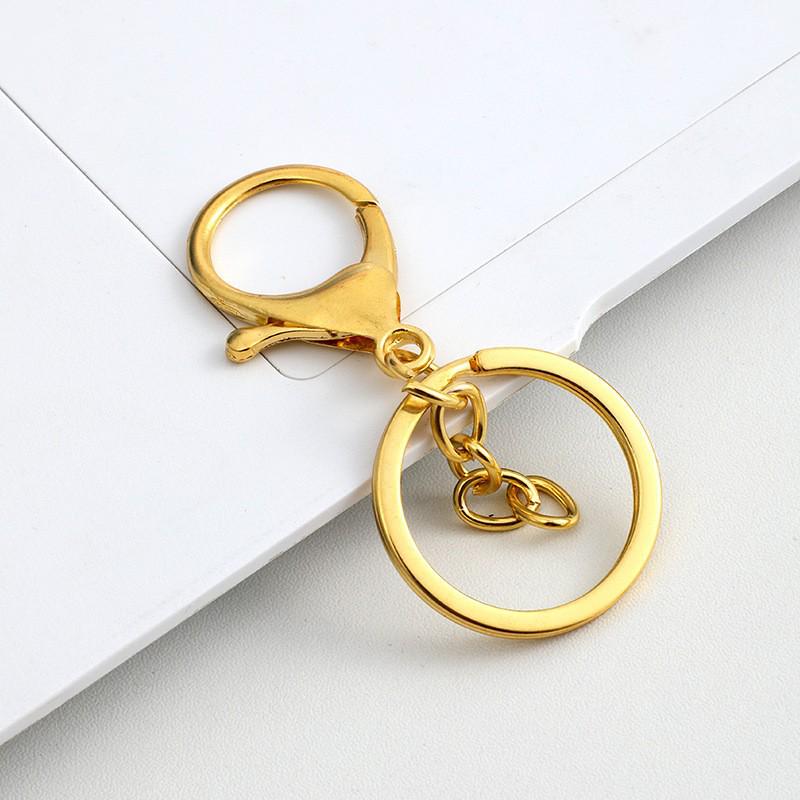 Zinc Alloy Keychain Set: Metal Lobster Clasp, 8-Shaped Ring, 4-Section Chain Ring Clasp