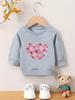 European Size Spring and Autumn Baby Girl Comfortable Simple Printed Pattern Versatile Round Neck Hoodie
