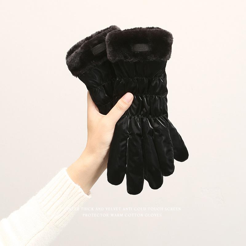 Gloves cycling to keep warm in winter female skiing fleece thickened cold protection student cute outdoor