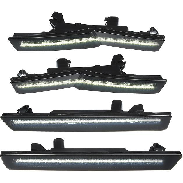 

Car LED Front Rear Side Marker 6000K Turn Signal Light 68195796AB for Dodge Challenger 2018-2023 Wide Body Plastic Smoked Lens White Light (Set of 4)