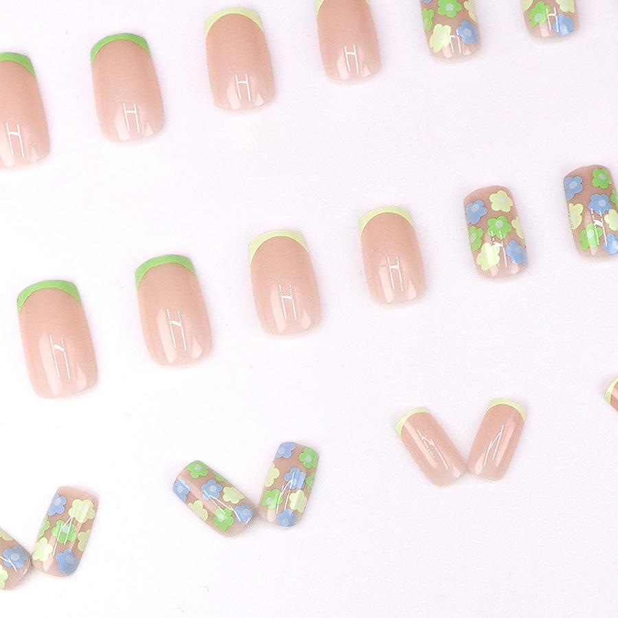 Multicolor Floral Square Manicure In Fresh Pastoral Style