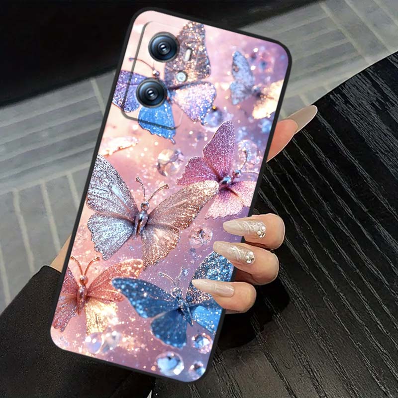 Butterfly flower pattern Phone Case For OPPO Reno 5 6 7 A96 A40 A58 Realme GT A74 A78 Neo2 A74 A78 Find X5 X3 X7 X8 Black