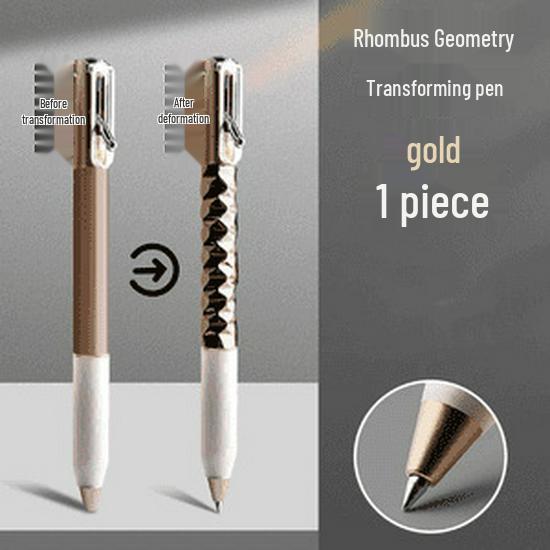 Ромб Динамичный Черный Быстросохнущий Нажимная Шариковая Ручка - Геометрическая Деформация Специальная для Студентов 0.5mm