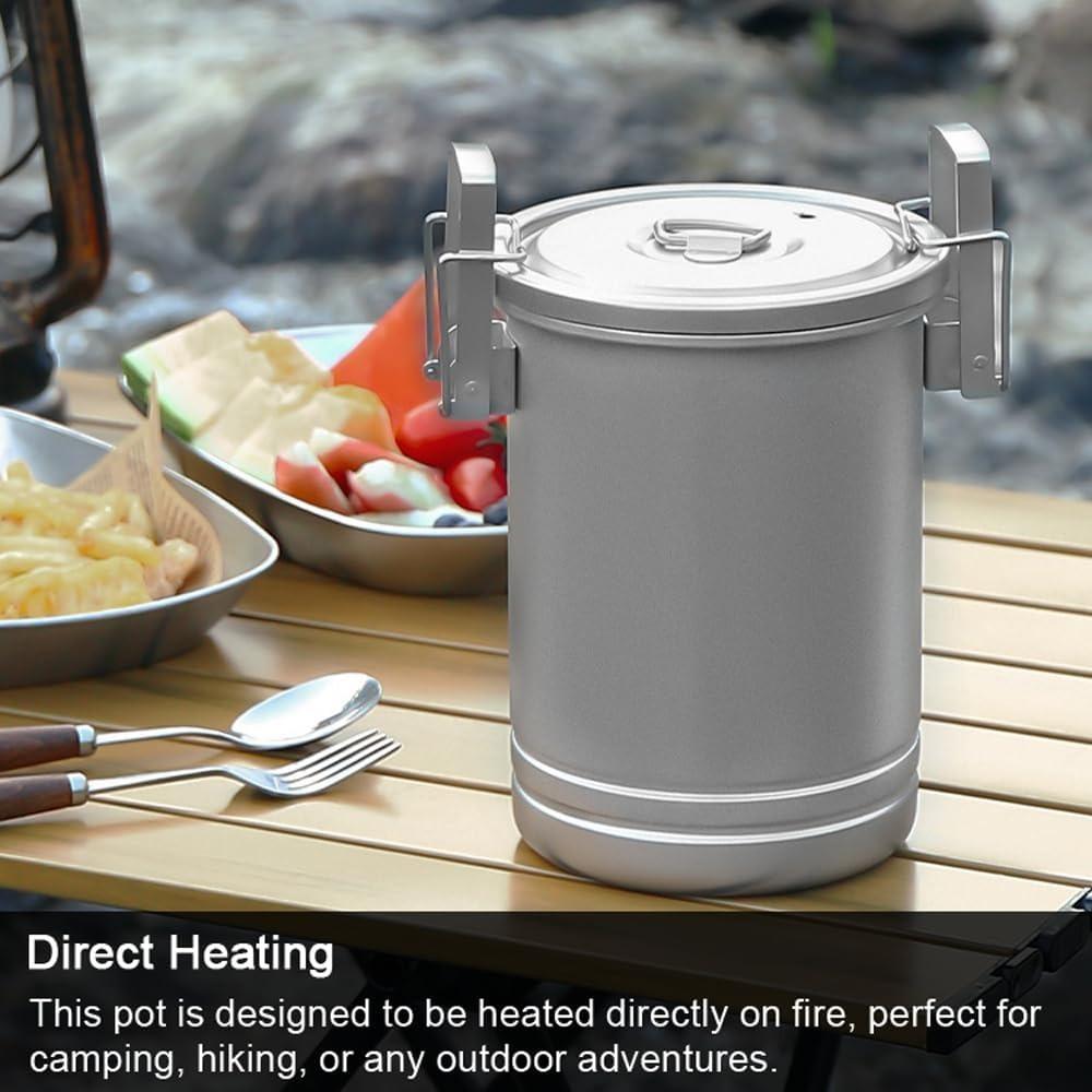 With Lid Outdoor Cooking Pot Steamer Function 304 Stainless Steel Canister  Hiking