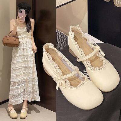 Lolita Japanese Jk Cute Bow Round Head Small Leather Shoes Autumn New with Skirt Mary Jane Shoes