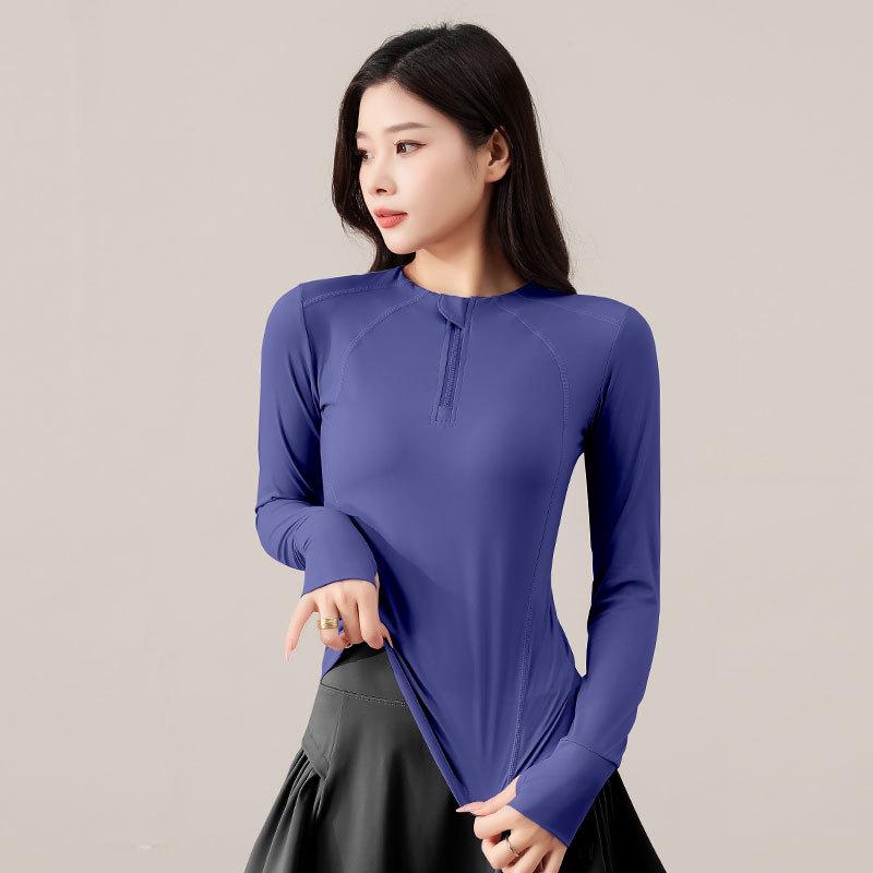 Women's Small Yoga & Fitness Set: Half-Zip Long Sleeve Top, Skirt, and Pants for Spring & Autumn