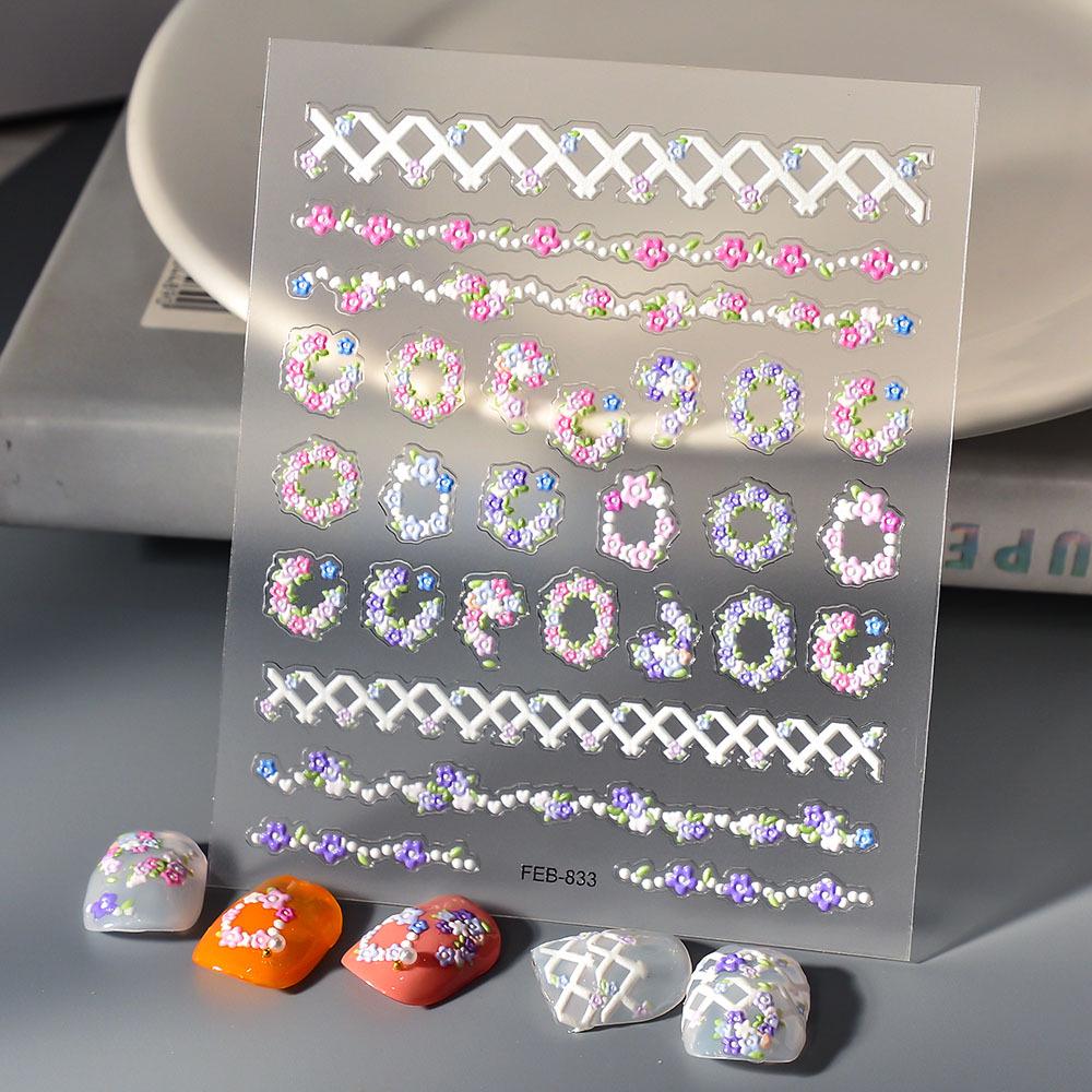 2024 Xiaohongshu Rabbit & Wreath Nail Stickers - Cute Cartoon Series in Multiple Styles