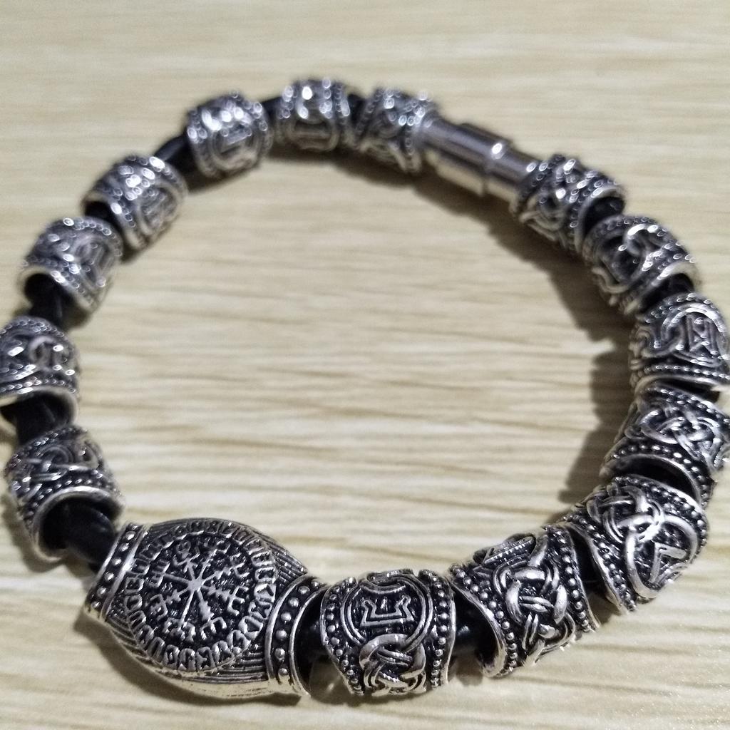 Norse Runes Beads Punk Jewelry Viking Bracelet For Men Bangels Women Runas Vikingas Decoracion Accessories