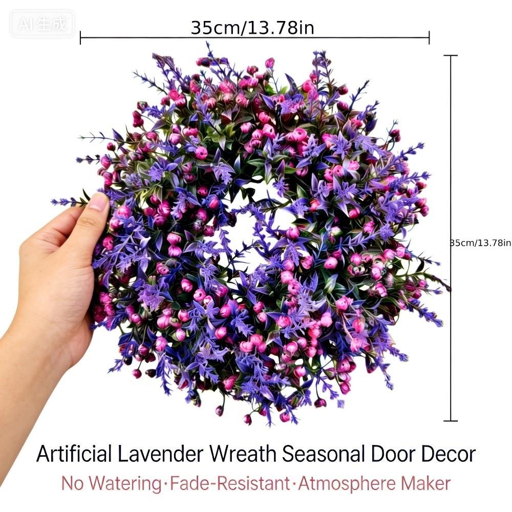 Simulated Plant Lavender Floral Wreath Plastic Front Gate Wreath  Home Decoration