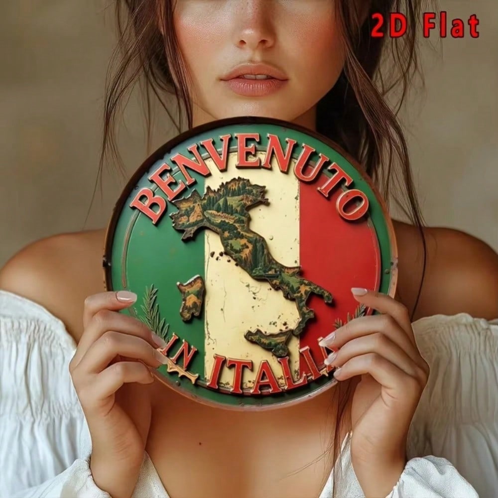 Vintage Italy Map Metal Sign Waterproof Aluminum Wall Art Home Decor