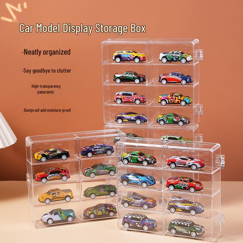 Transparent 4-Layer 8-Grid Toy Car Model Dustproof Display Case