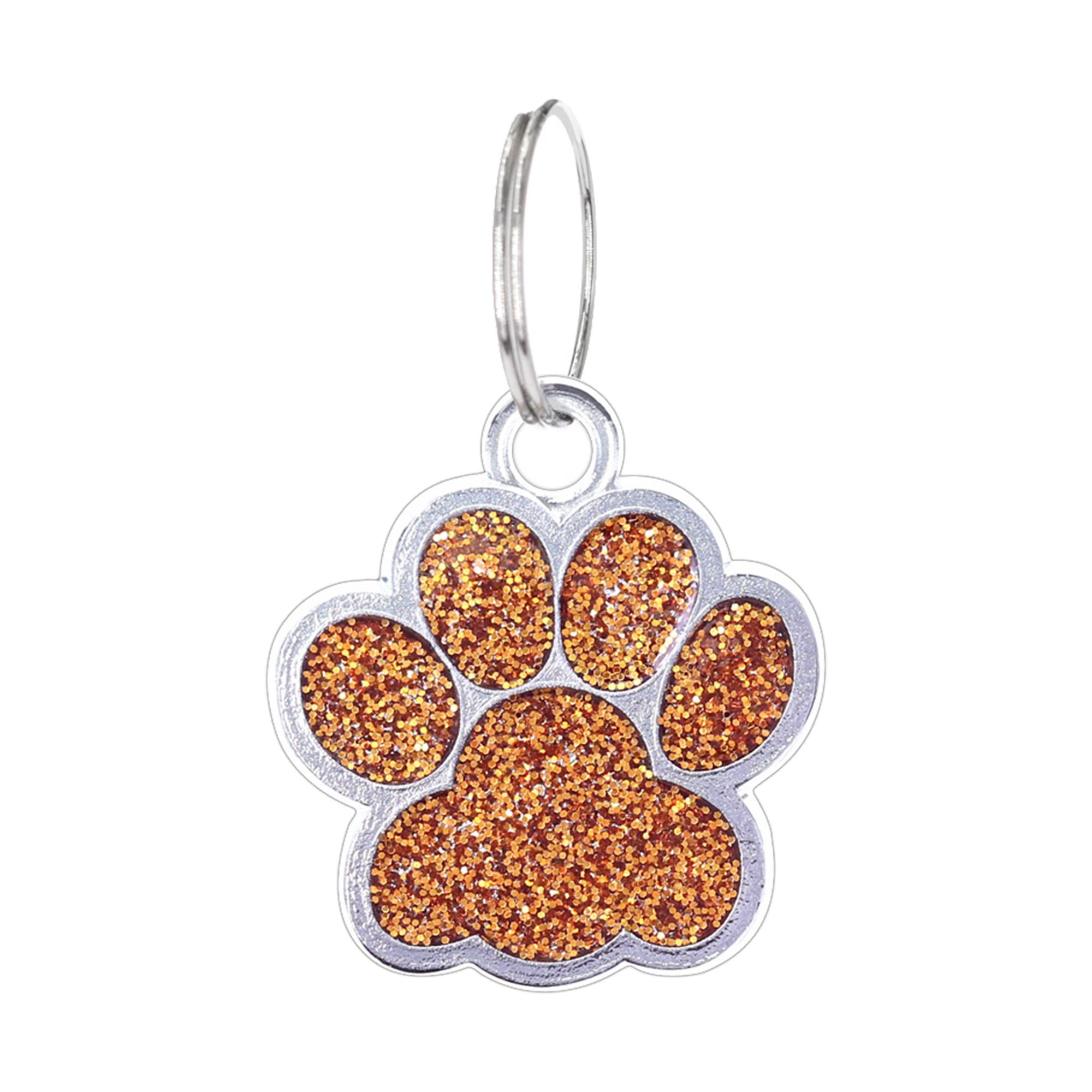 

Cat Dog Paw Print Dog Cat Tags Anti-Lost Pet Glitter Pendant with Hook Exquisite Pet Collar Tag Pendant Kitten 1pc жёлтый