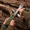 Outdoor Camping Portable Tableware Set Foldable Stainless Steel Knife Fork Spoon Bottle Opener Multifunctional Wilderness
